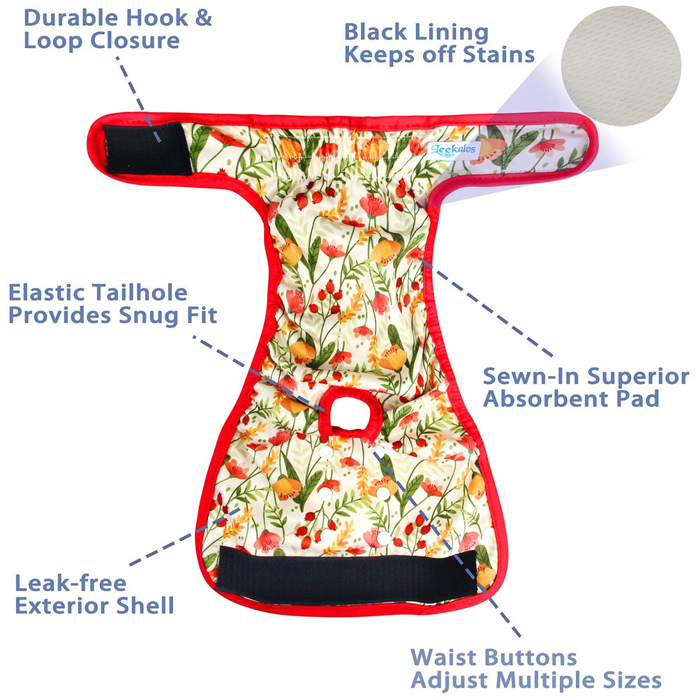 Leekalos reusable dog diapers female adjustable snaps closeup demonstrates secure fit.