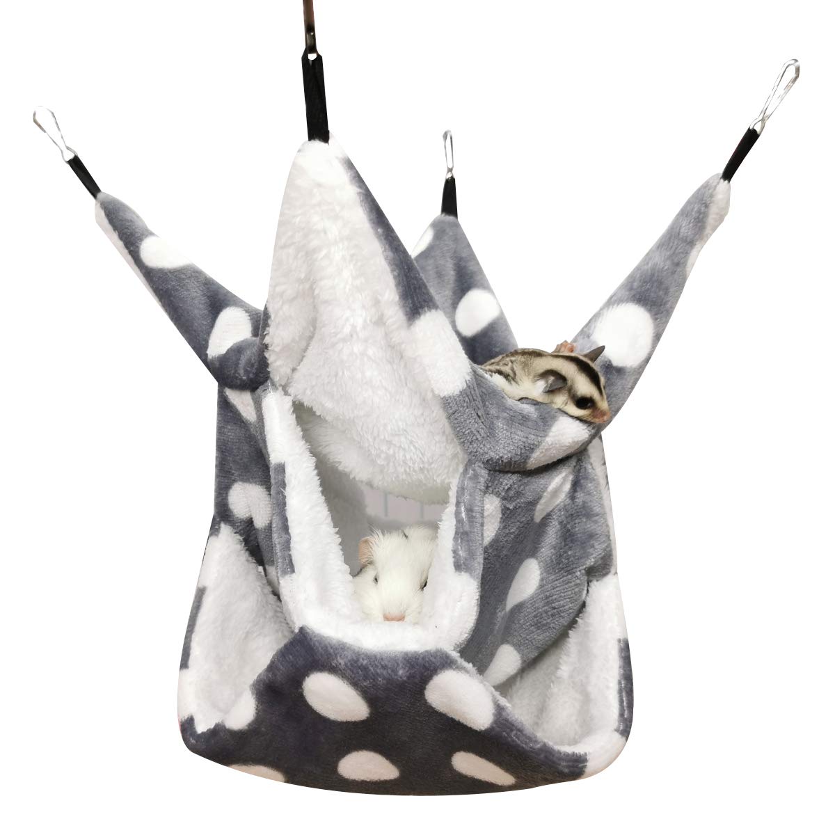 LEFTSTARER triple-layer hammock grey top view shows cozy enrichment