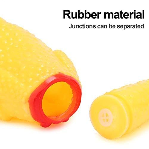 LEGEND SANDY Screaming Chicken dog toy yellow closeup squeaker highlights engaging sensory experience.