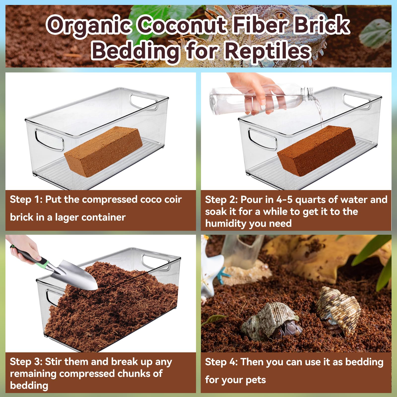 Legigo coconut fiber substrate-odor-absorption helps keep terrariums fresh.