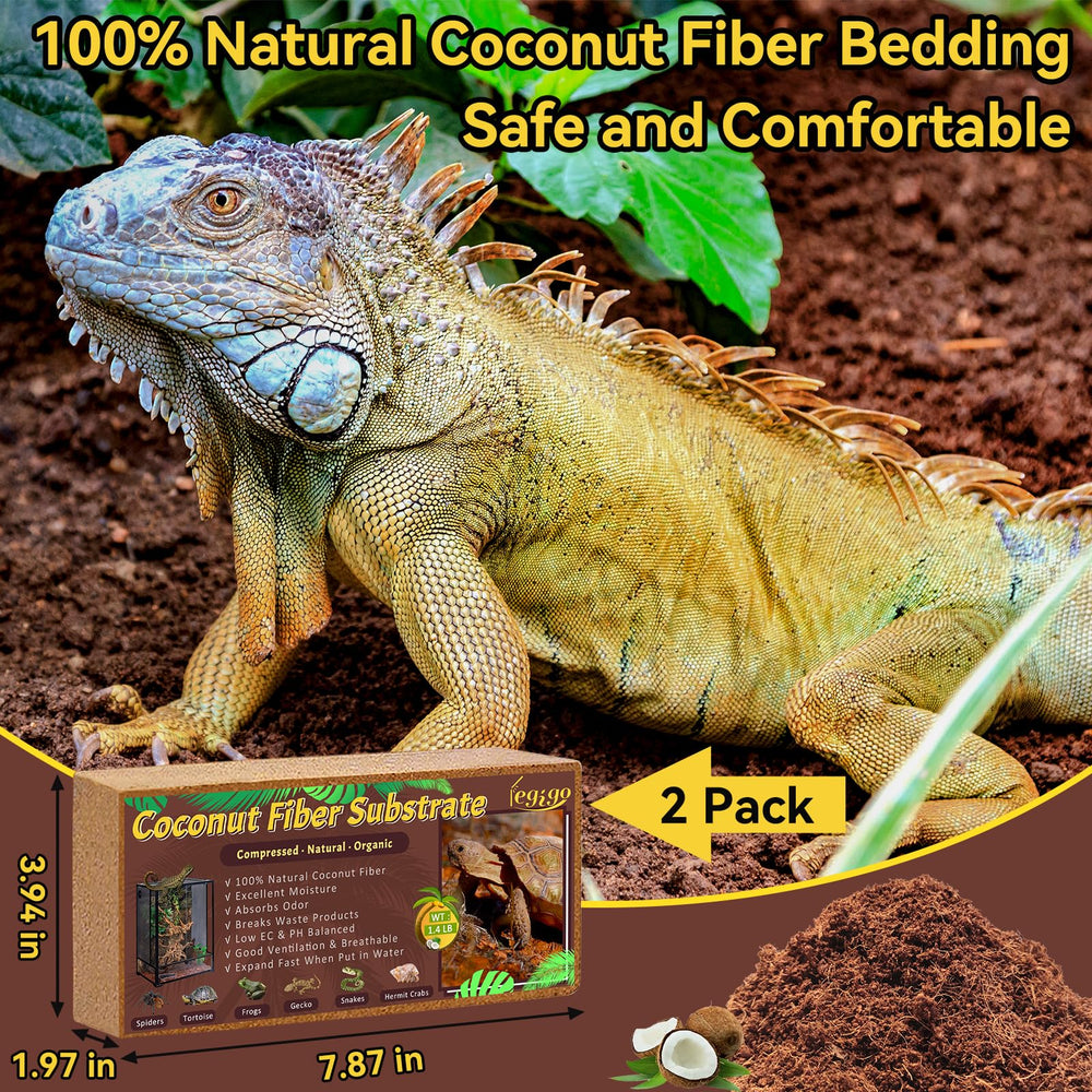 Legigo coconut fiber substrate pack2 expanding with water for clean, odor-reducing reptile habitat