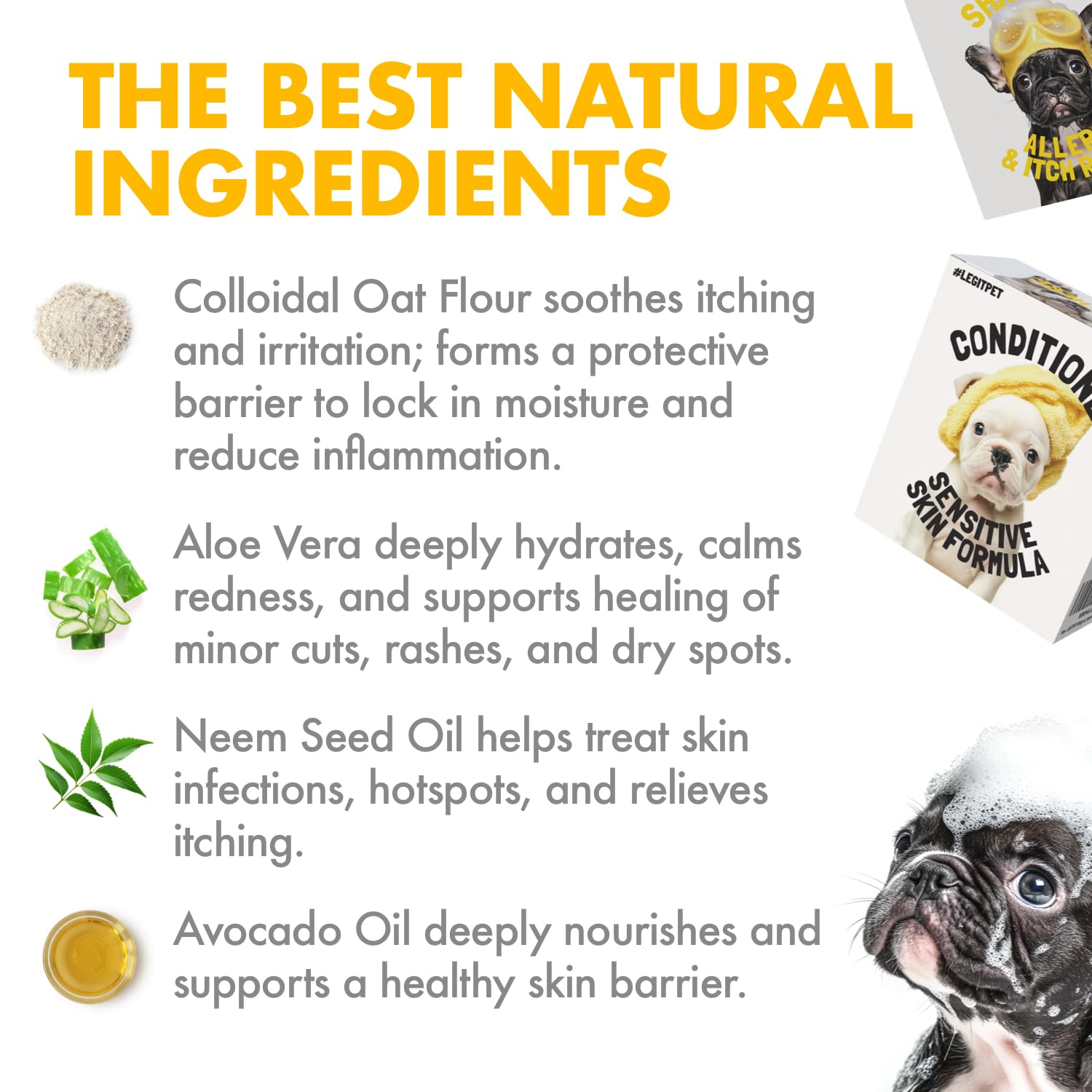 LEGITPET dandruff-relief-hydration-oil image suggests healthier skin and coat.