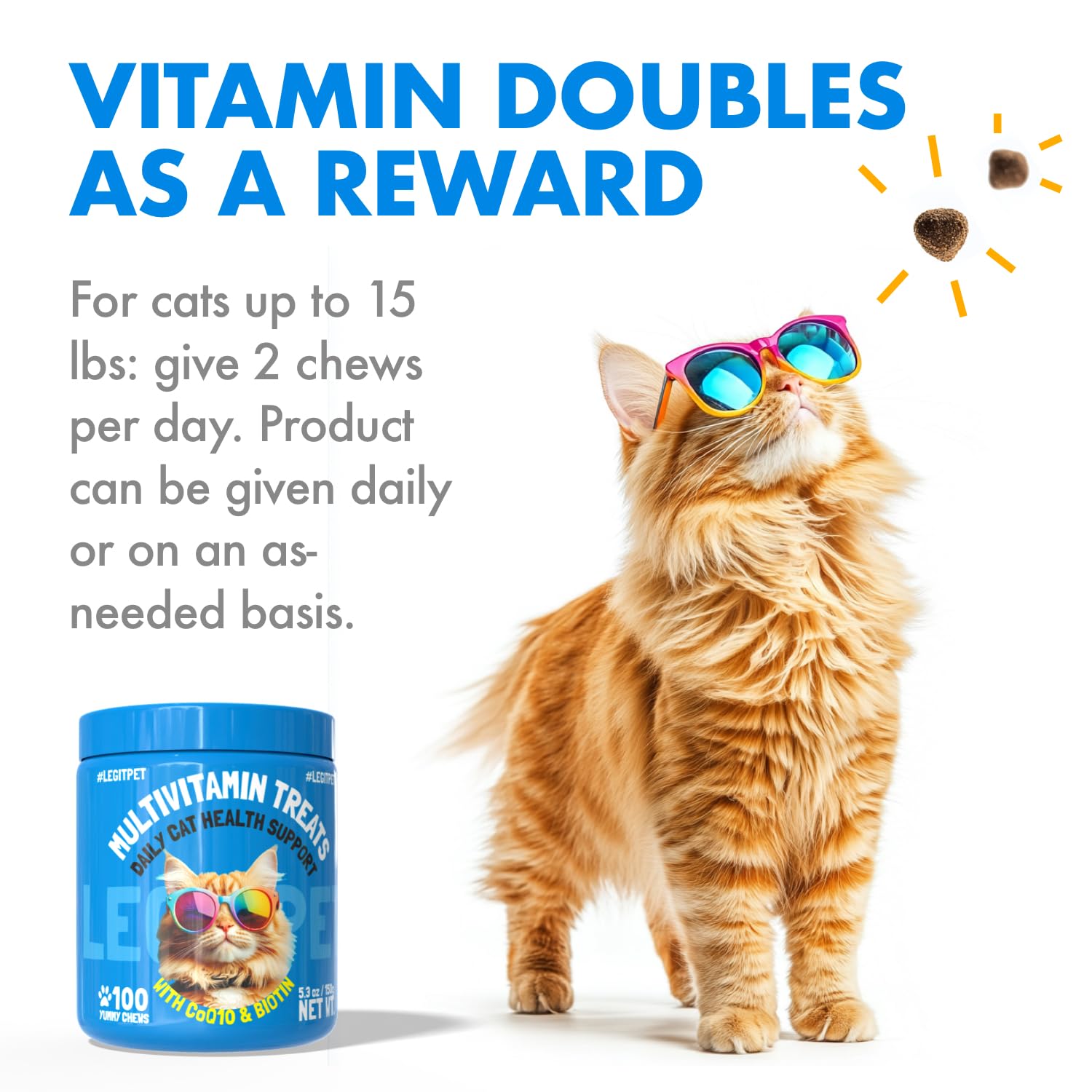 LEGITPET Immune-Support Cat Treats label highlights antioxidants and B12