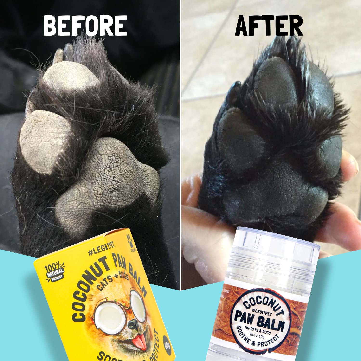 LegitPet paw balm on elbows providing moisturized protection
