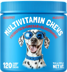 LEGITPET Dog Vitamins bottle highlighting daily multivitamin support for overall health