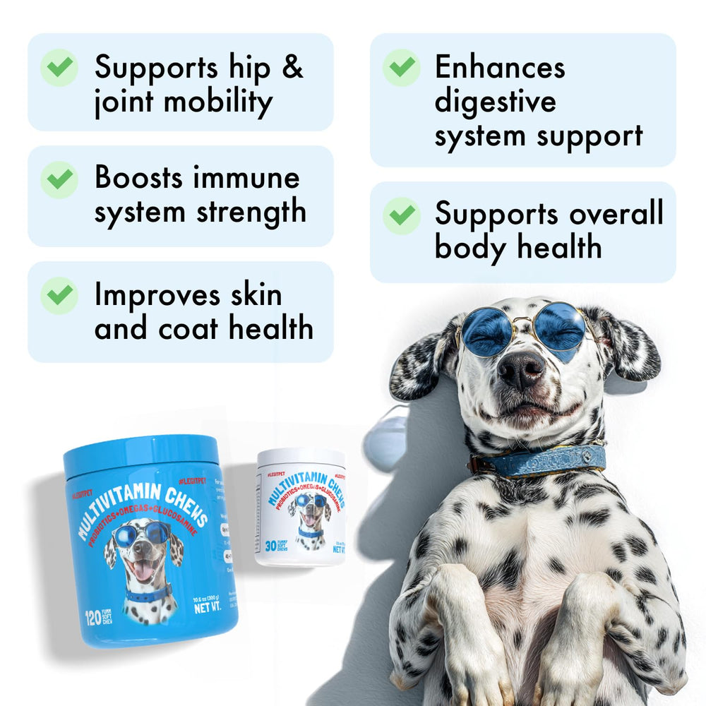 LEGITPET Dog Vitamins chews shown as tasty daily treats promoting balanced nutrition
