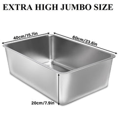 LEGOURNS stainless steel litter box interior highlights deep walls for containment.