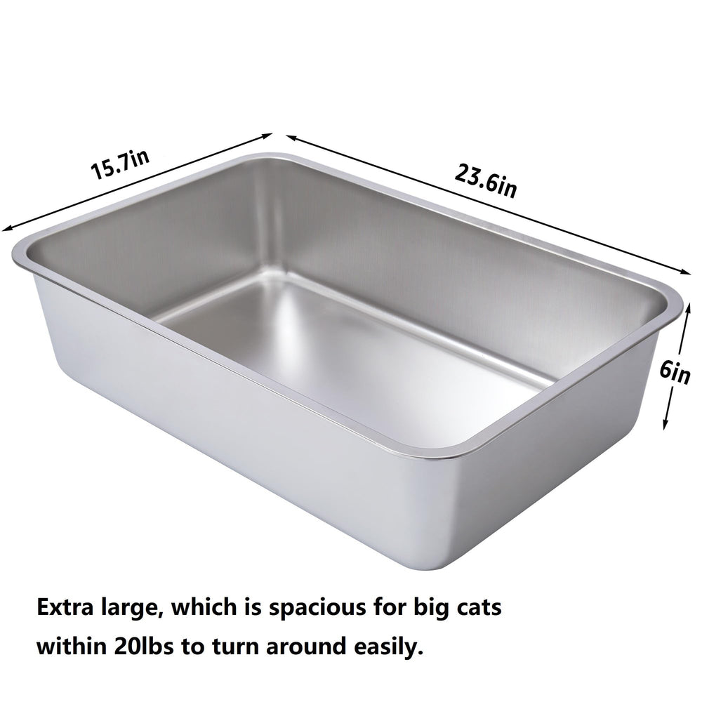 LEGOURNS XL stainless steel litter box top view highlights spacious interior for large cats