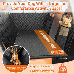 LEHNI back seat extender with mesh window improves airflow and reduces pet anxiety.