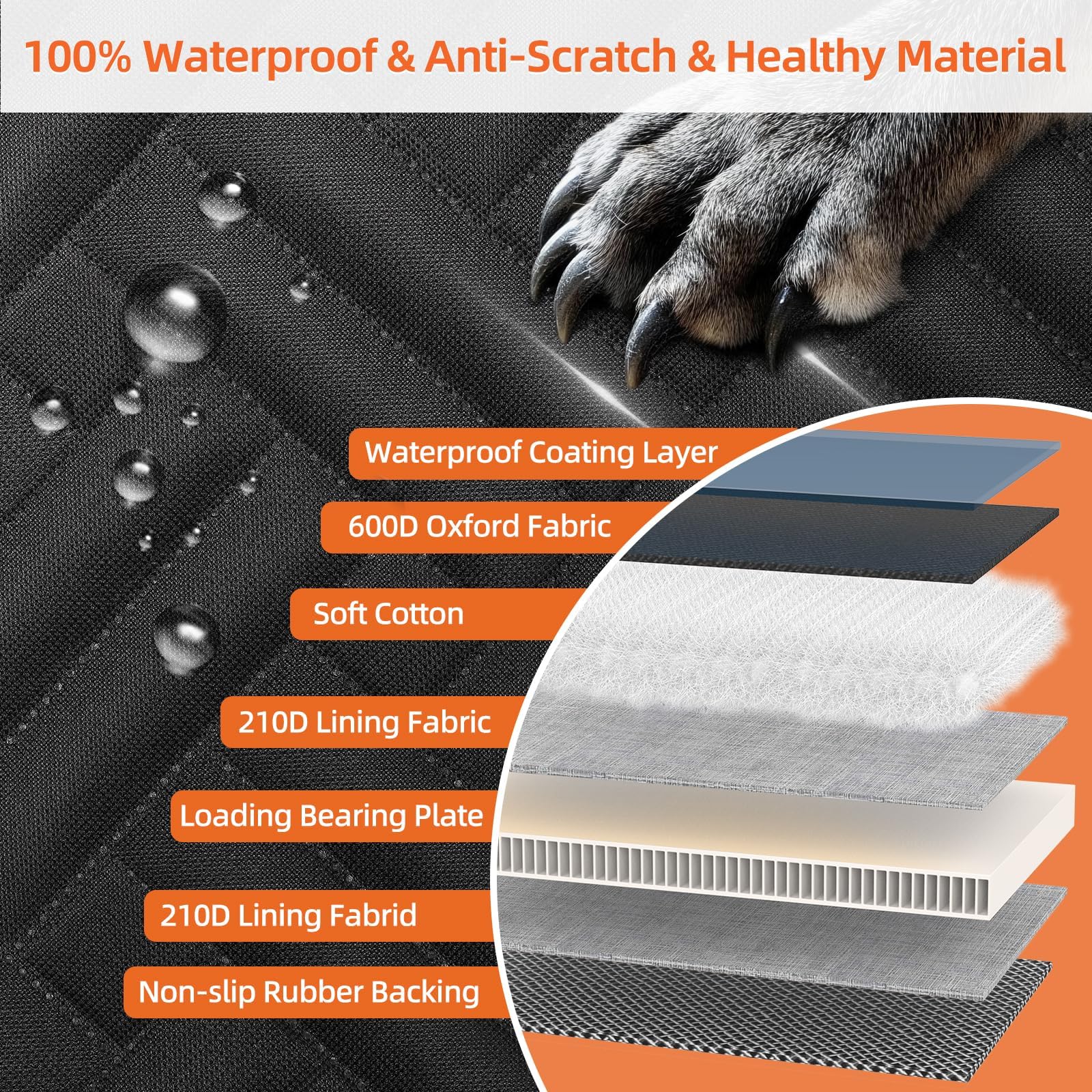 LEHNI back seat extender removable bottom simplifies cleaning after travel.