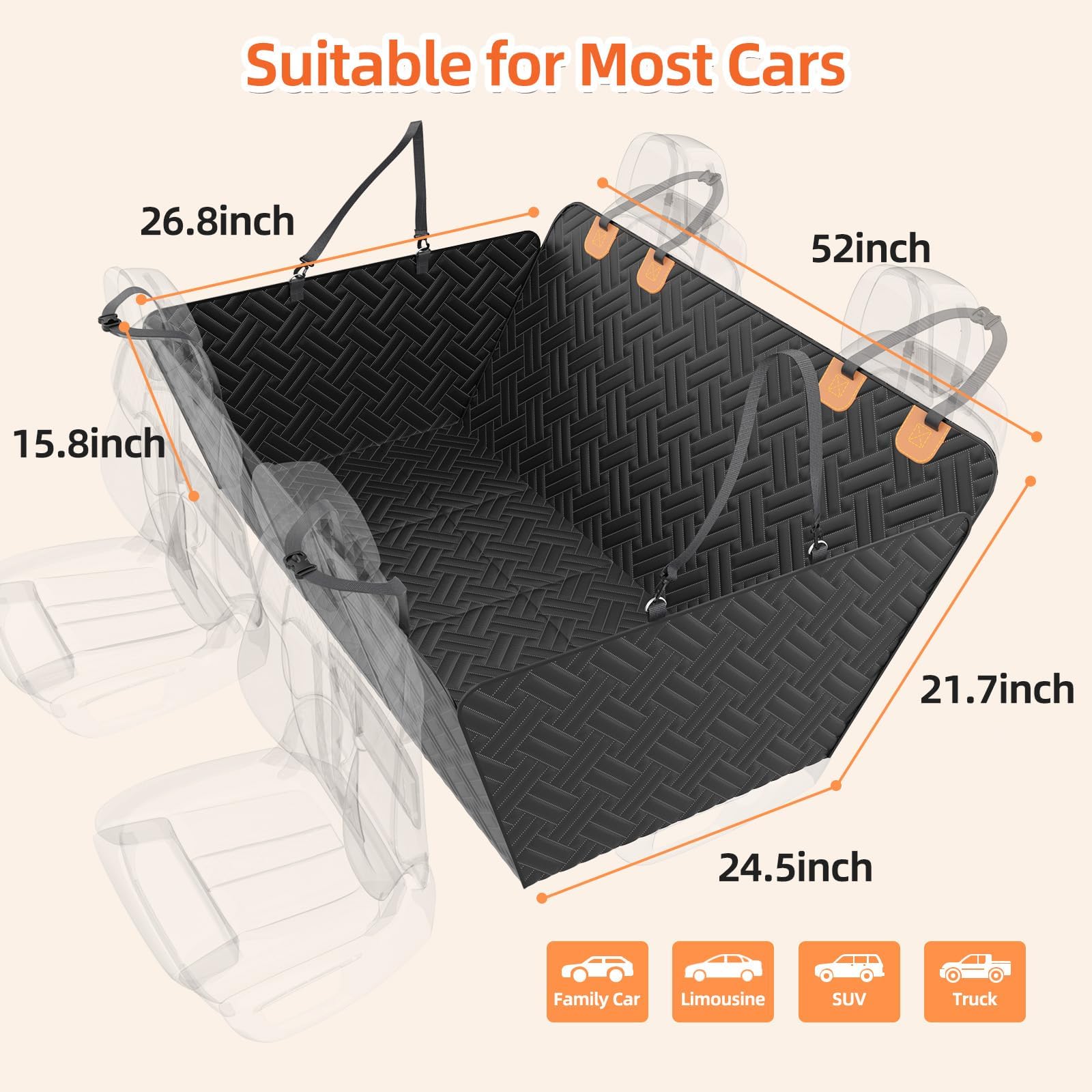 LEHNI back seat extender waterproof fabric protects car seats from spills.