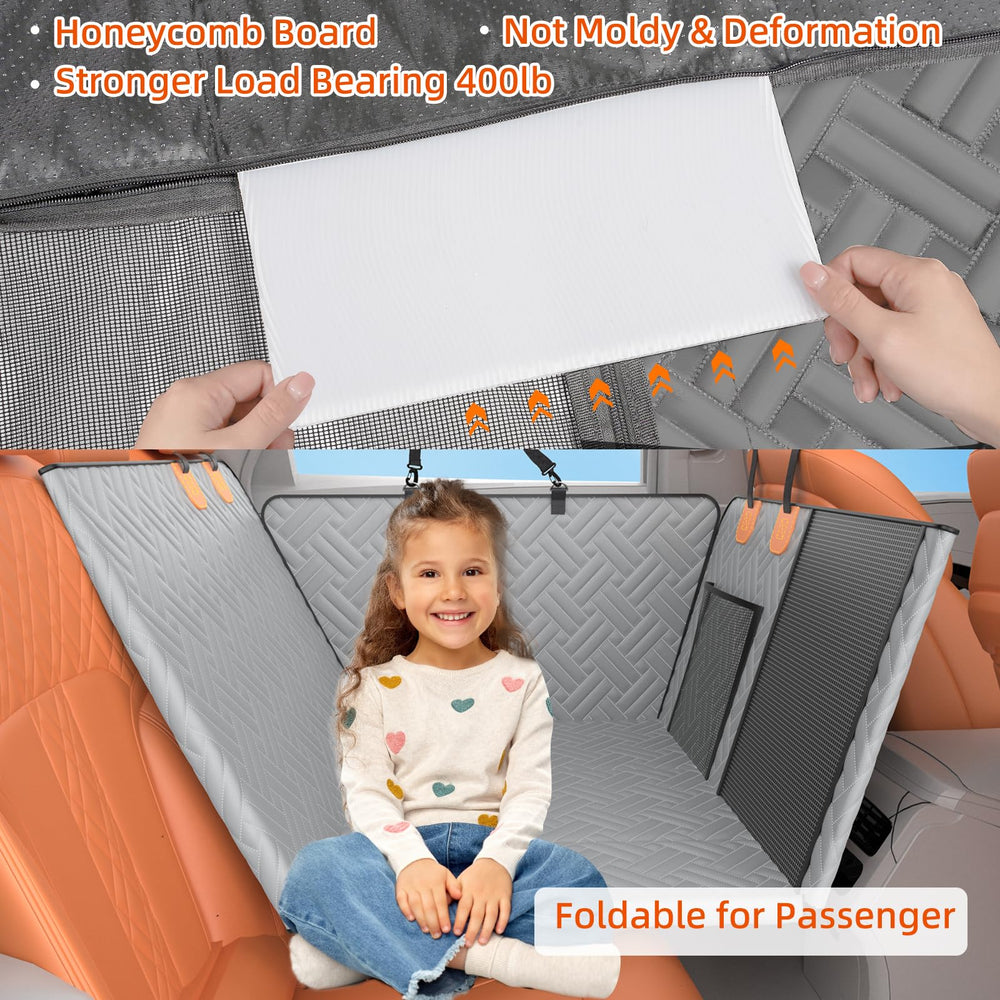 LEHNI backseat extender creates large space for pets to lie down.