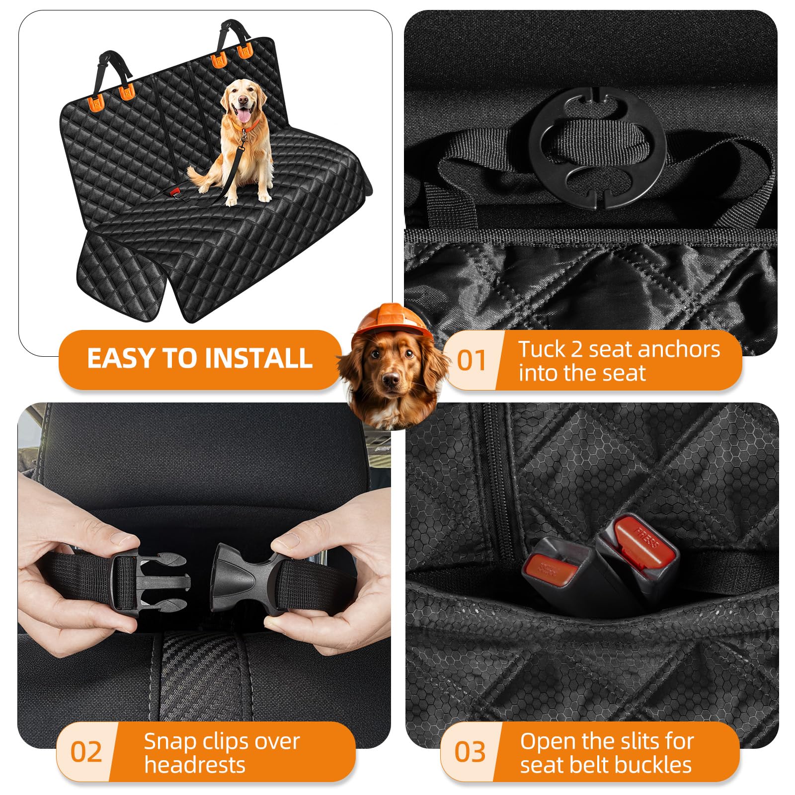 LEHNI dog car seat cover nonslip design helps pets stay in place