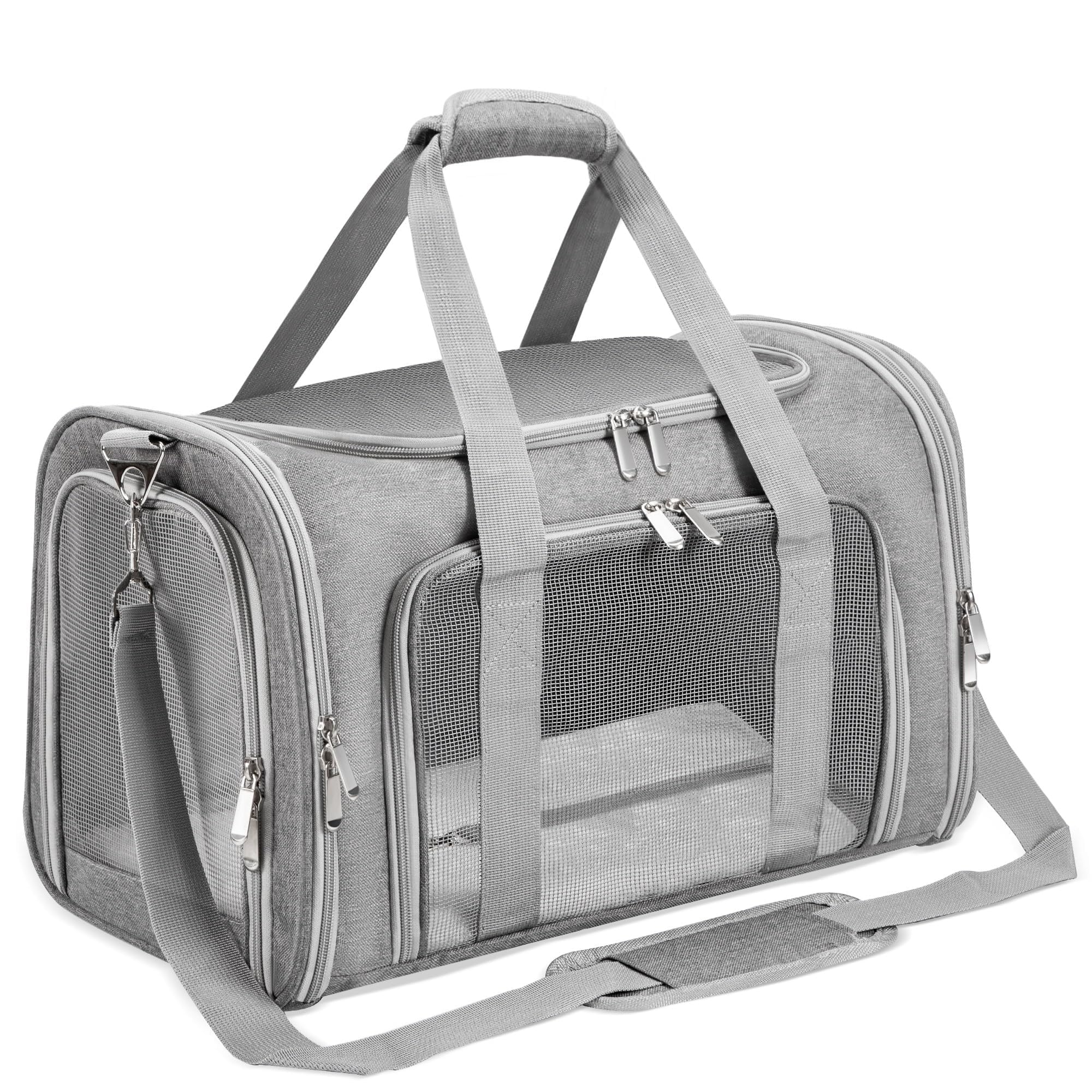 LEHNI soft-sided carrier front-entrance view shows easy pet access during travel.