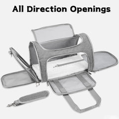 LEHNI soft-sided carrier side view showing lightweight travel-ready design