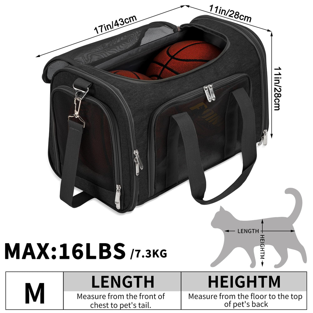 LEHNI pet carrier top view emphasizing collapsible structure and storage-friendly height.