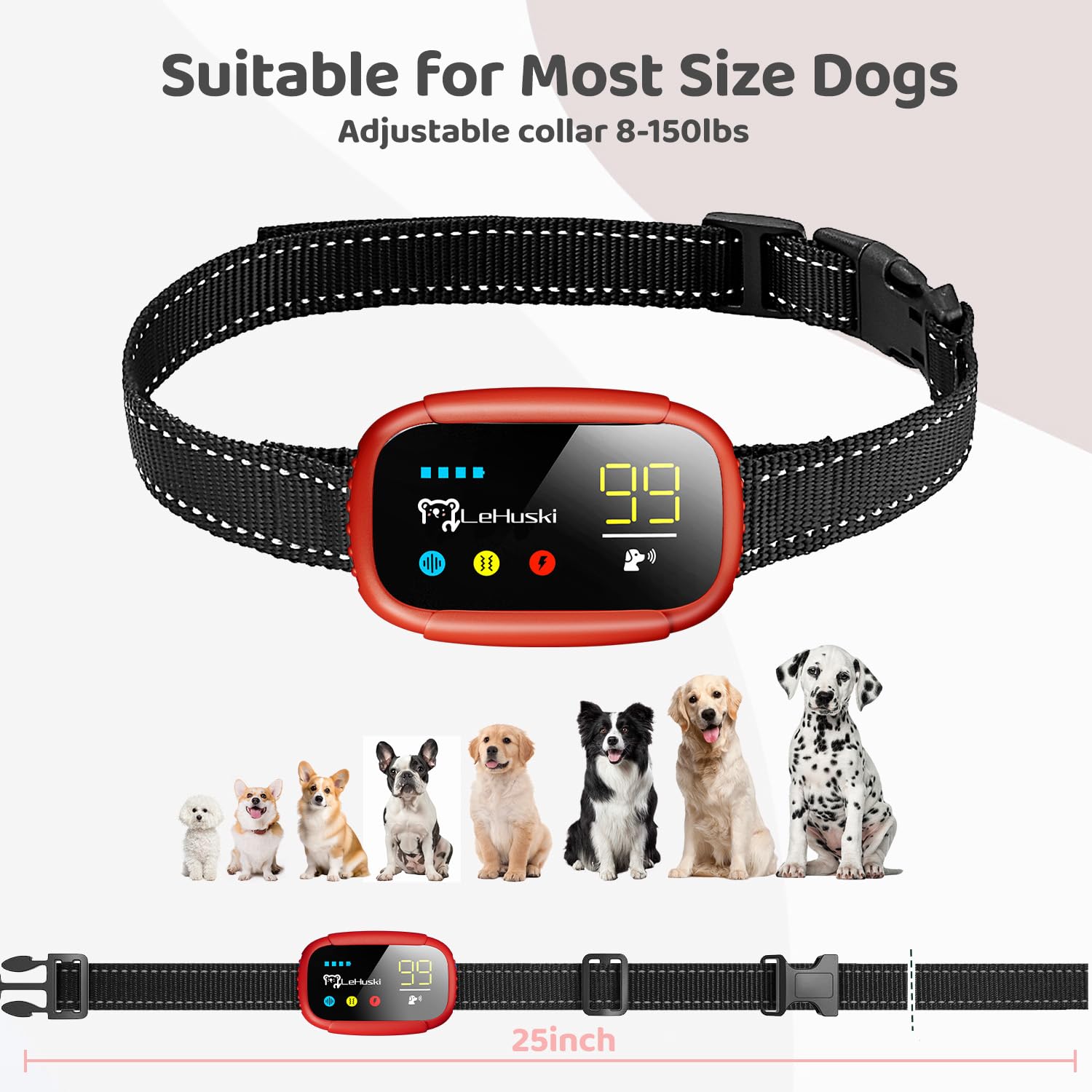 LeHuski IP67 waterproof rating protects the collar during outdoor use