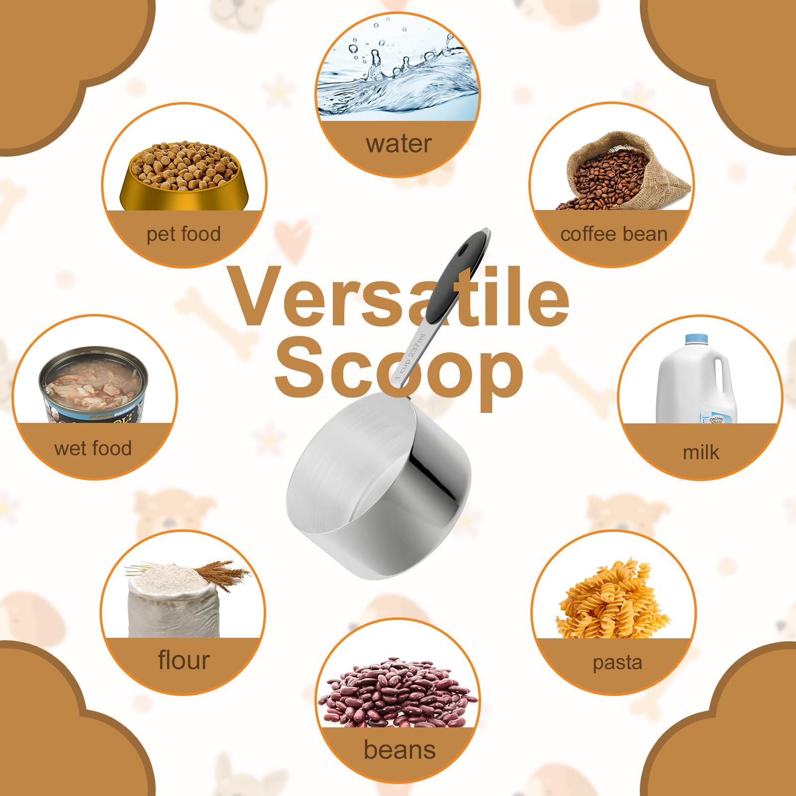 LEIFENY versatile pet food scoop suitable for kibble and canned meals