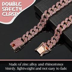 LEIFIDE cat chain collar pink rose highlights stylish lightweight wear.
