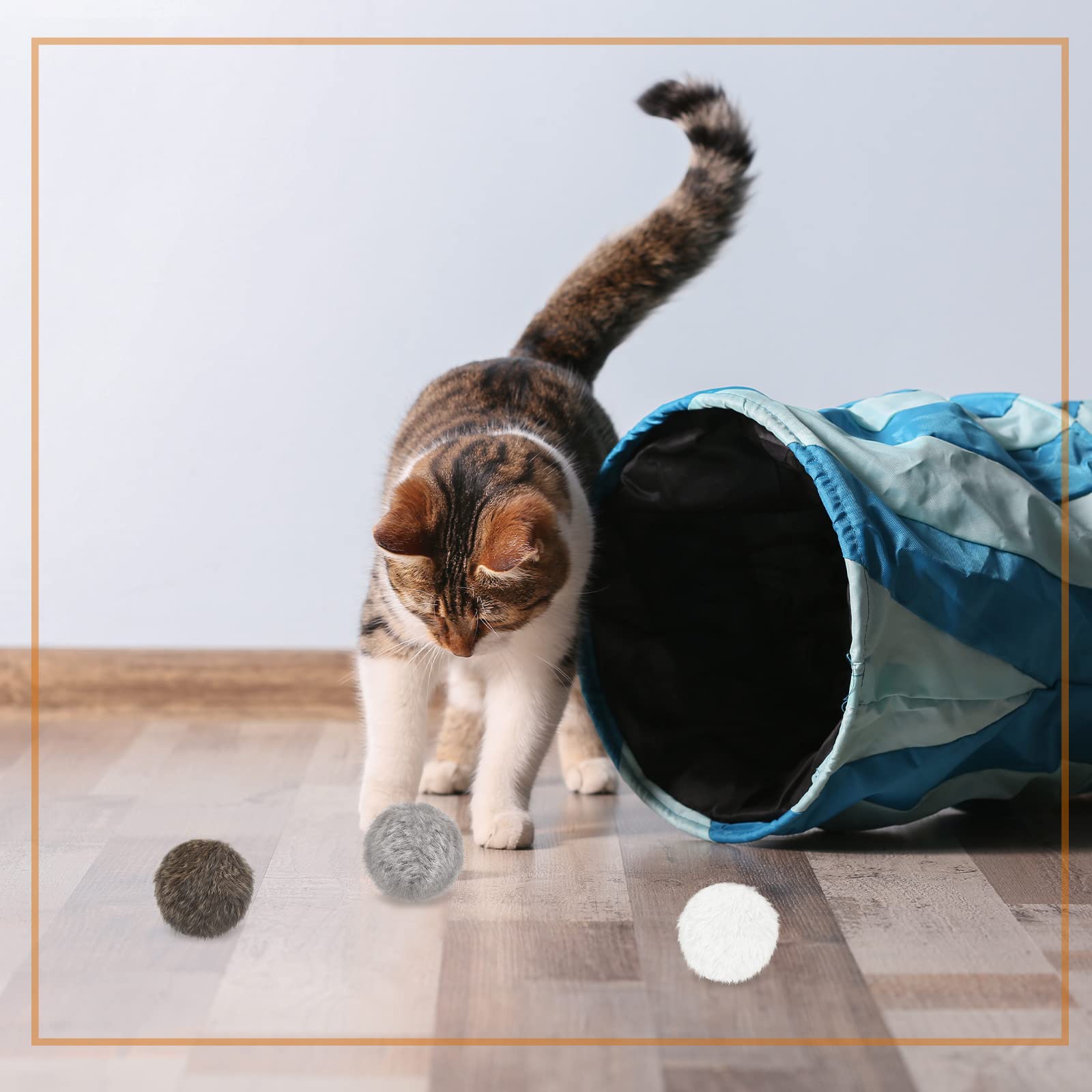 LEIFIDE cat playing with pom pom on floor demonstrates easy indoor fun