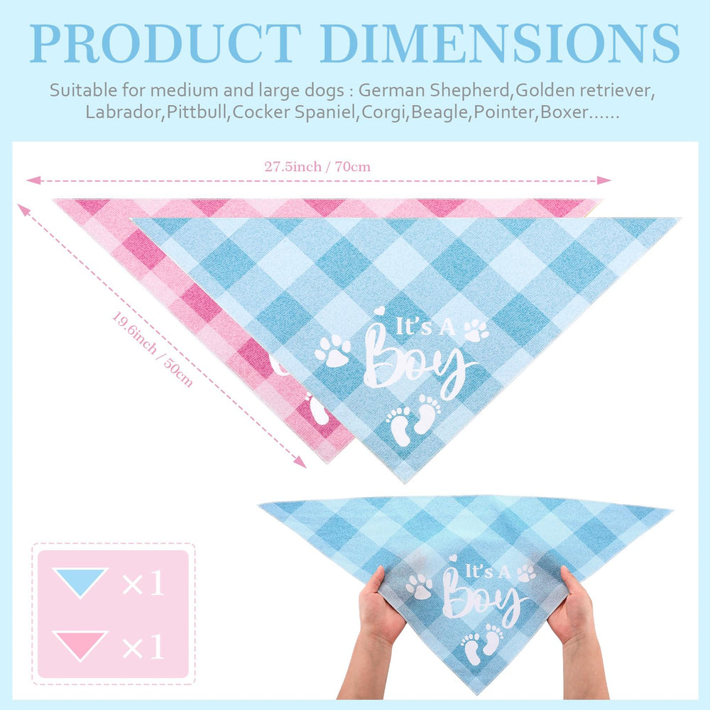 LEIFIDE adjustable cotton bandana with plaid design, comfortable for medium to large dogs.