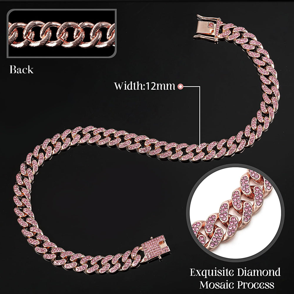 LEIFIDE diamond link collar on dog showing secure fit and stylish design