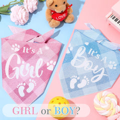 LEIFIDE dog triangle scarf in pink-blue, soft cotton, breathable for daily wear.
