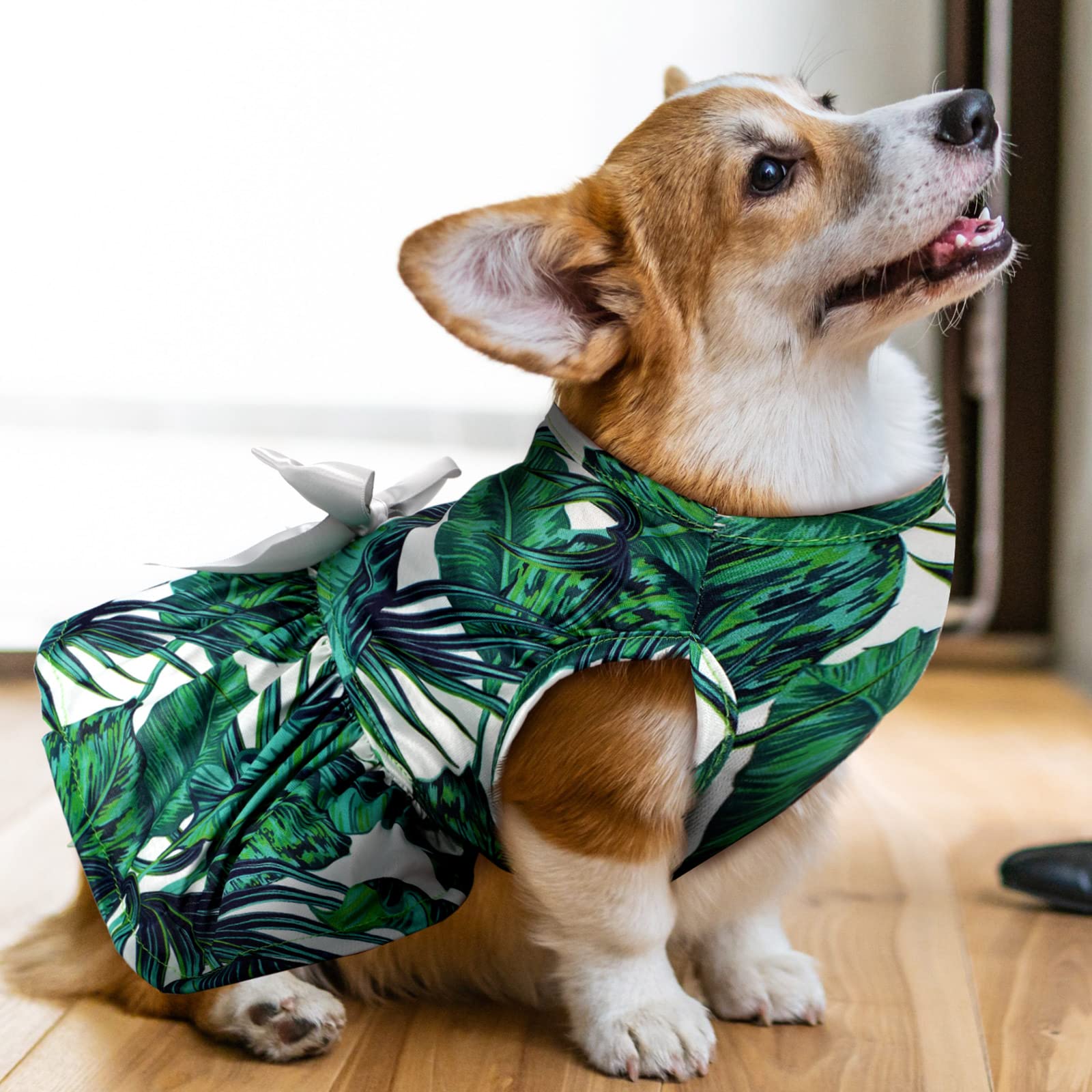 LEIFIDE Hawaii dog dresses bowknot waist adds cute detail for special occasions