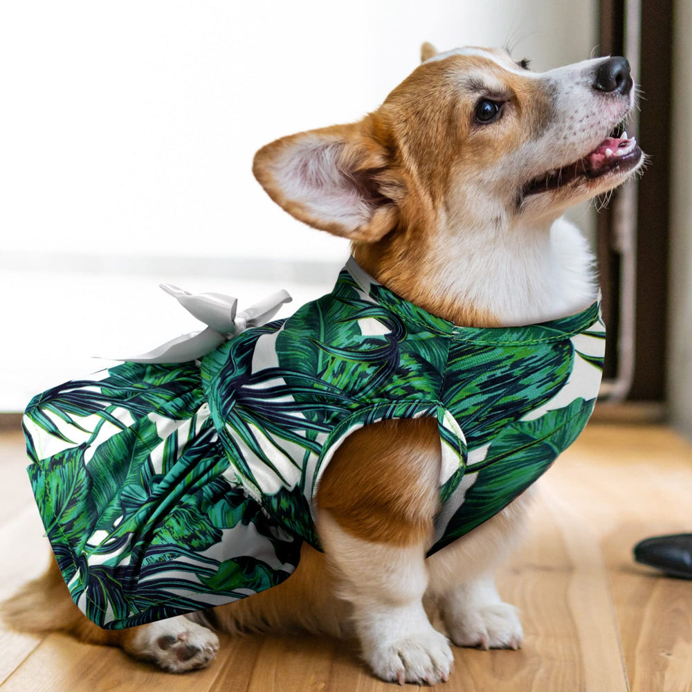 LEIFIDE Hawaii dog dresses bowknot waist adds cute detail for special occasions