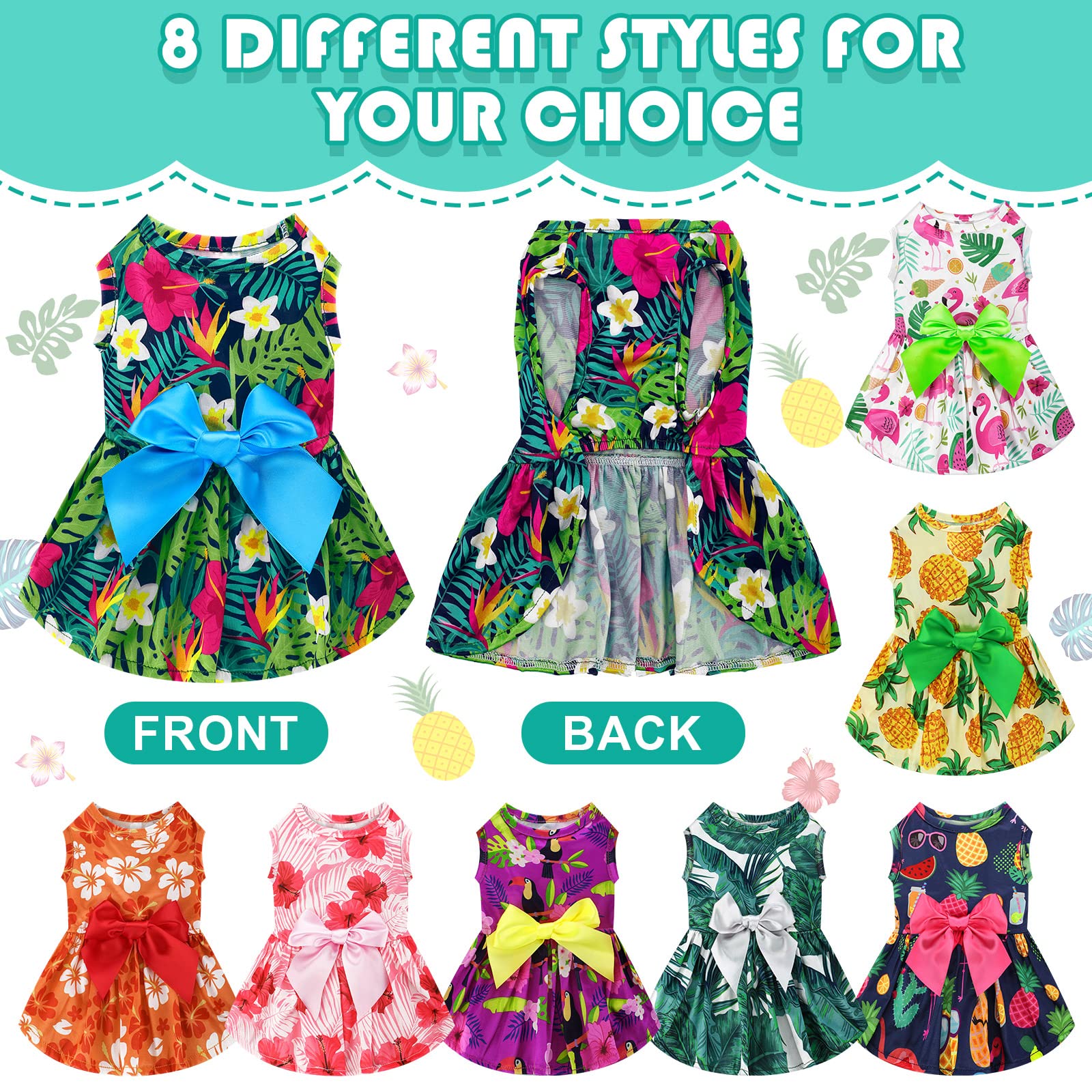LEIFIDE Hawaii dog dresses palm leaves pattern perfect for summer strolls and beach photos