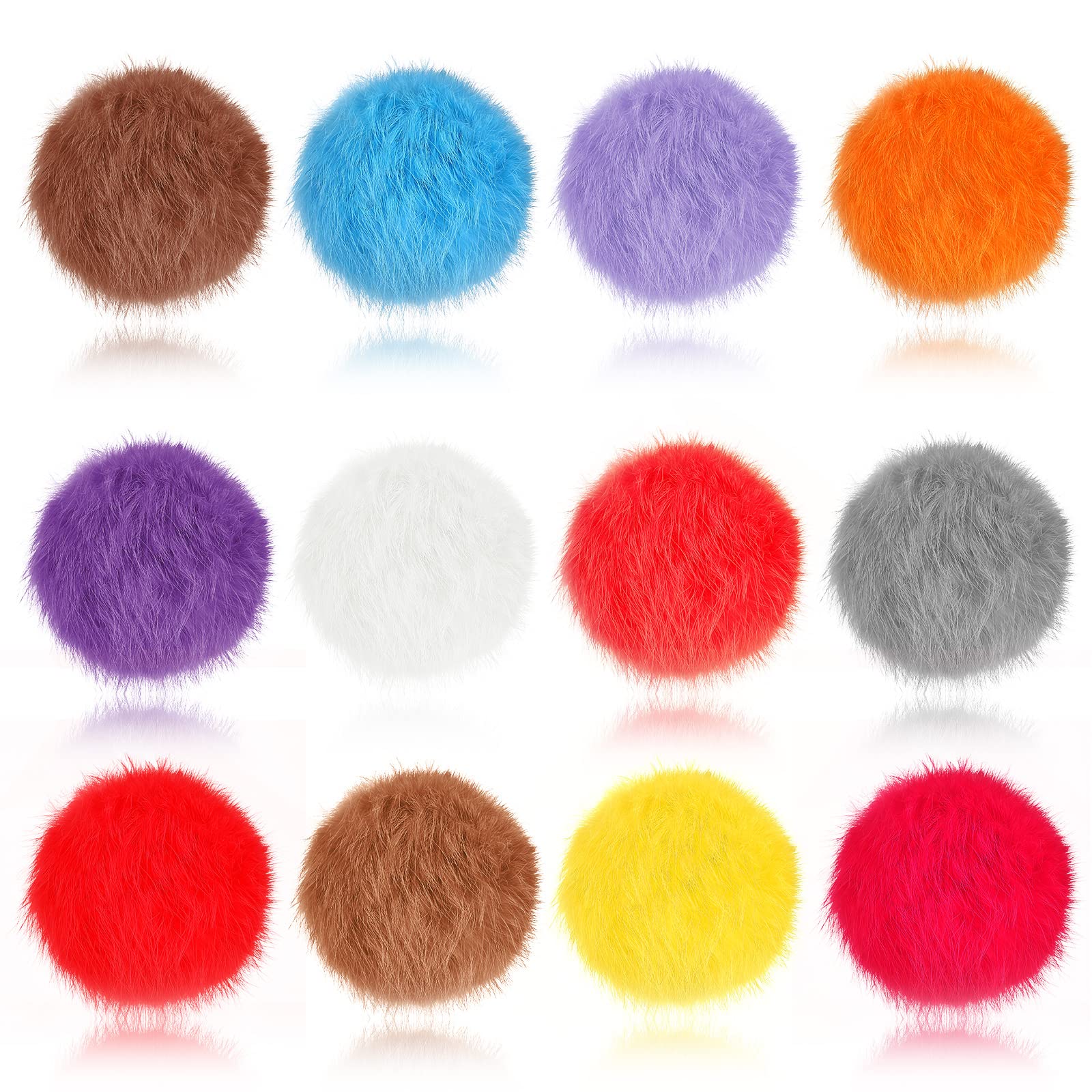 LEIFIDE rabbit fur pom pom ball—bright color—interactive play for kittens