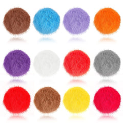 LEIFIDE rabbit fur pom pom ball—bright color—interactive play for kittens