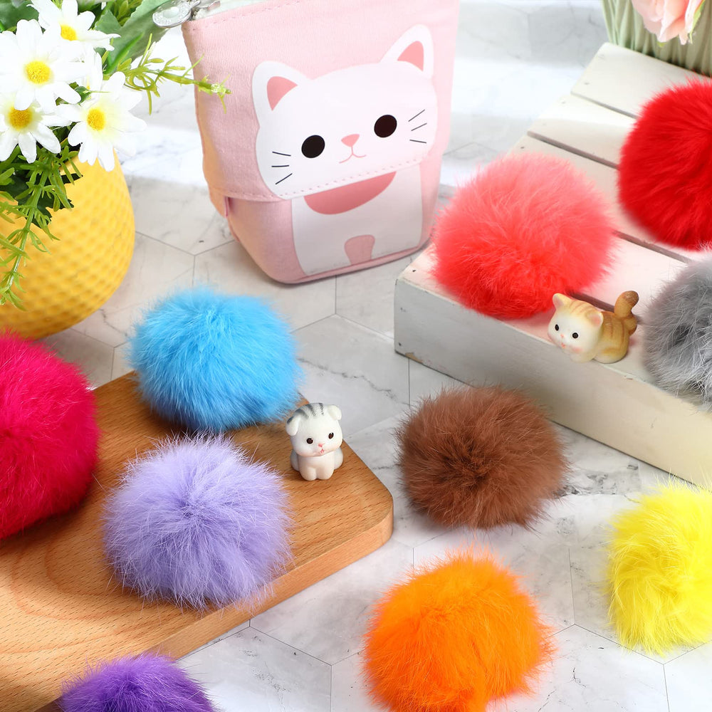 LEIFIDE rabbit fur pom pom ball—12-color set aids play rotation