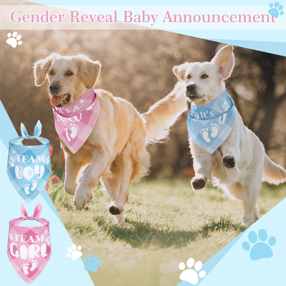 LEIFIDE two-pack dog bandanas in pink and blue, durable wrap edges.