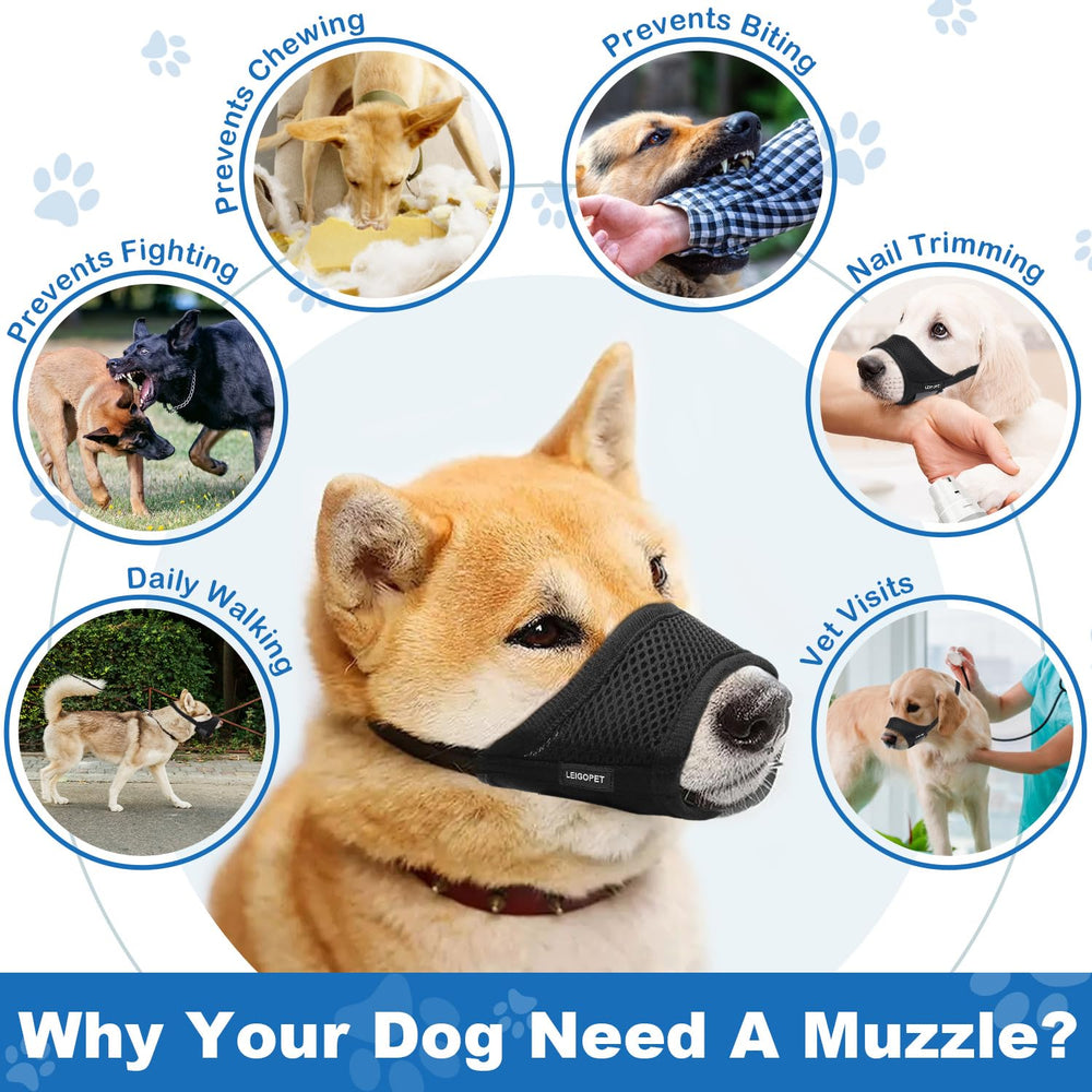 LEIGOPET dog muzzle is practical for veterinary visits and grooming sessions.