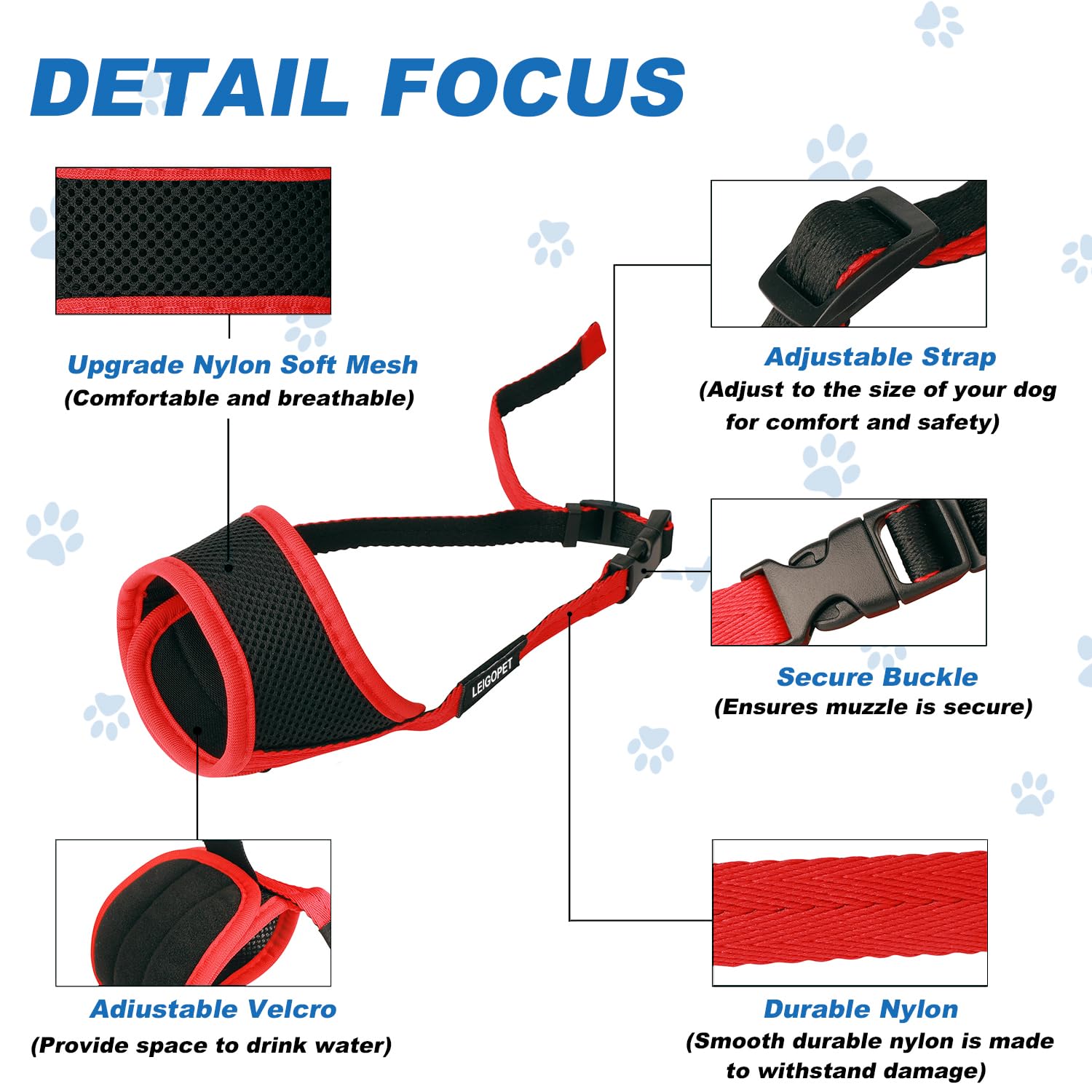 LEIGOPET dog muzzle strong-nylon-rope adds durability for active dogs