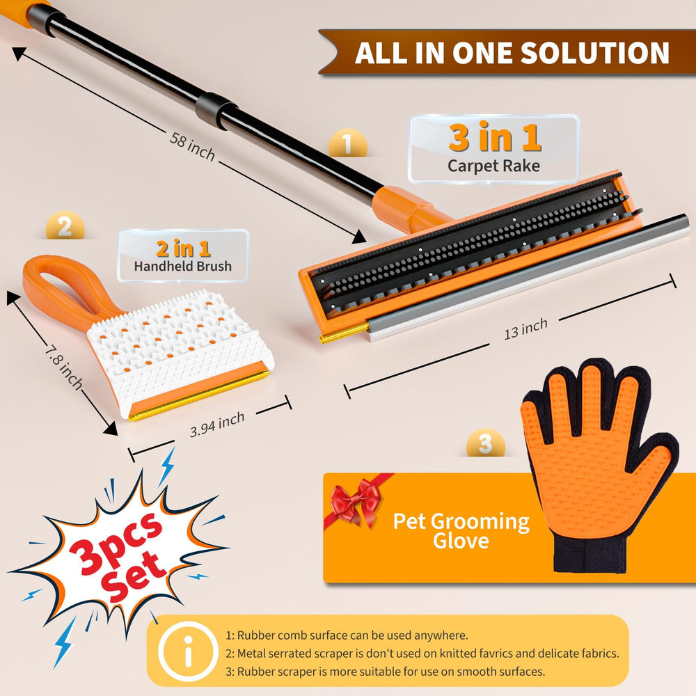 Leishiyen 3 in 1 pet hair remover tool versatile cleaning on floors