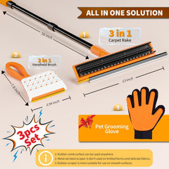 Leishiyen 3 in 1 pet hair remover tool versatile cleaning on floors