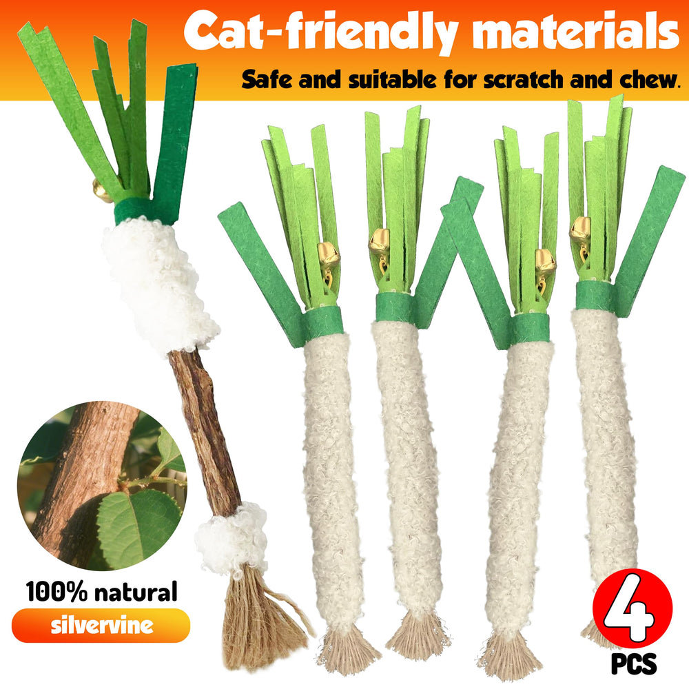 LEKEWPET Catnip Chew Stick teeth-cleaning action shown during playful interaction.