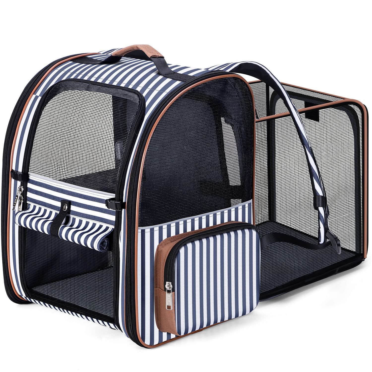 Lekebobor expandable-back-pet-carrier provides extra room for comfortable on-the-go travel.