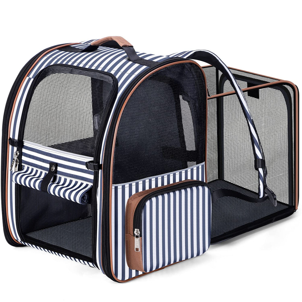 Lekebobor expandable-back-pet-carrier provides extra room for comfortable on-the-go travel.