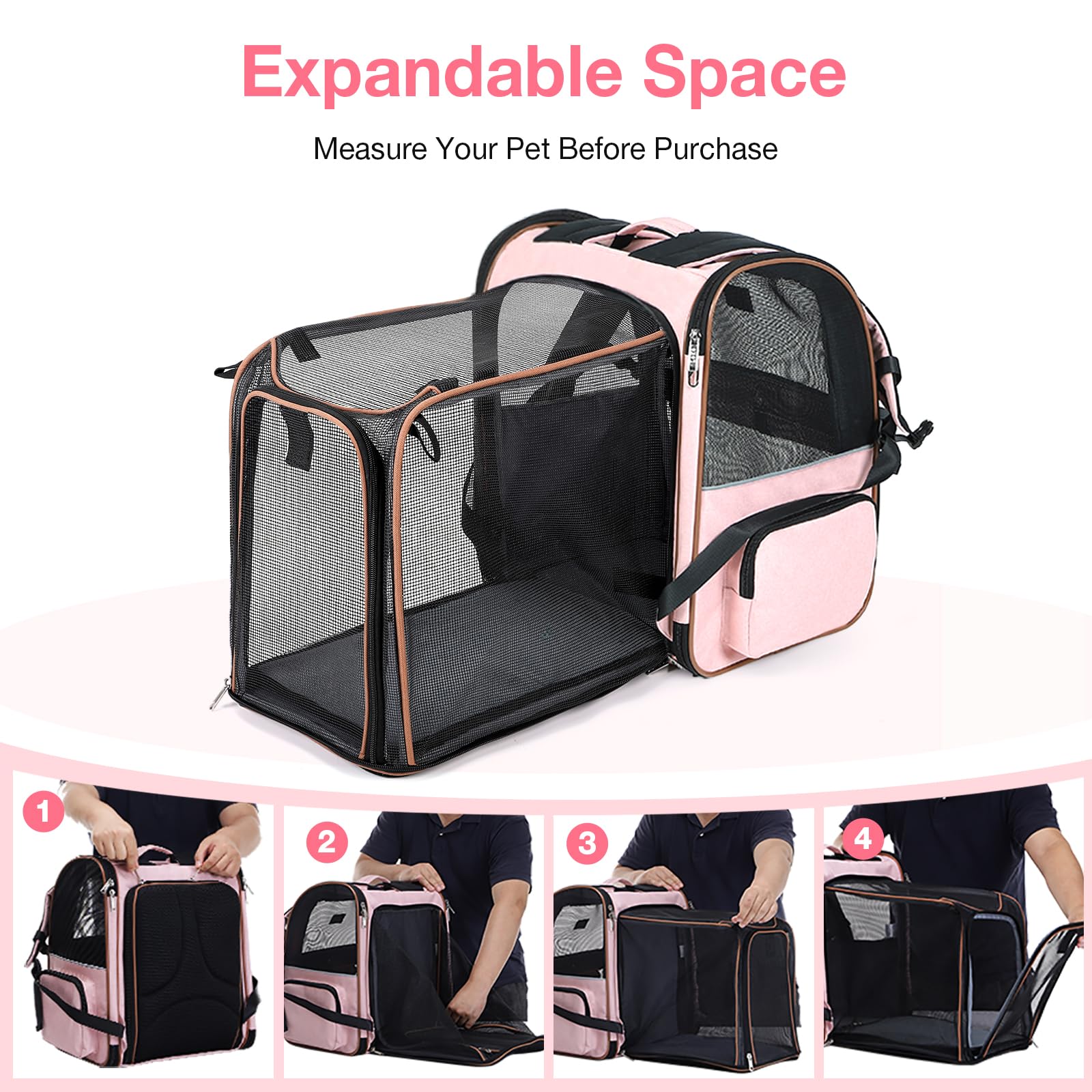 Lekebobor side-entrance pink carrier for easy pet entry and access