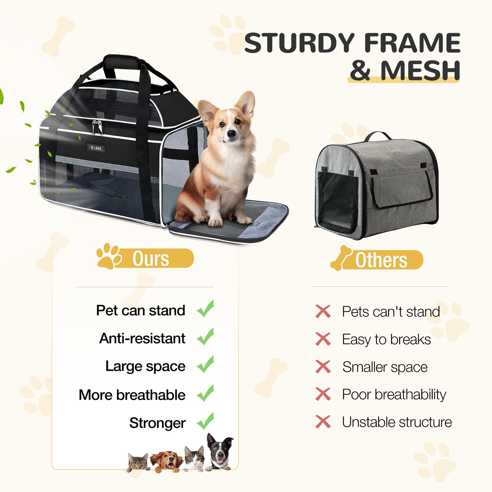 Lekereise anti-scratch mesh reduces tears from curious paws.