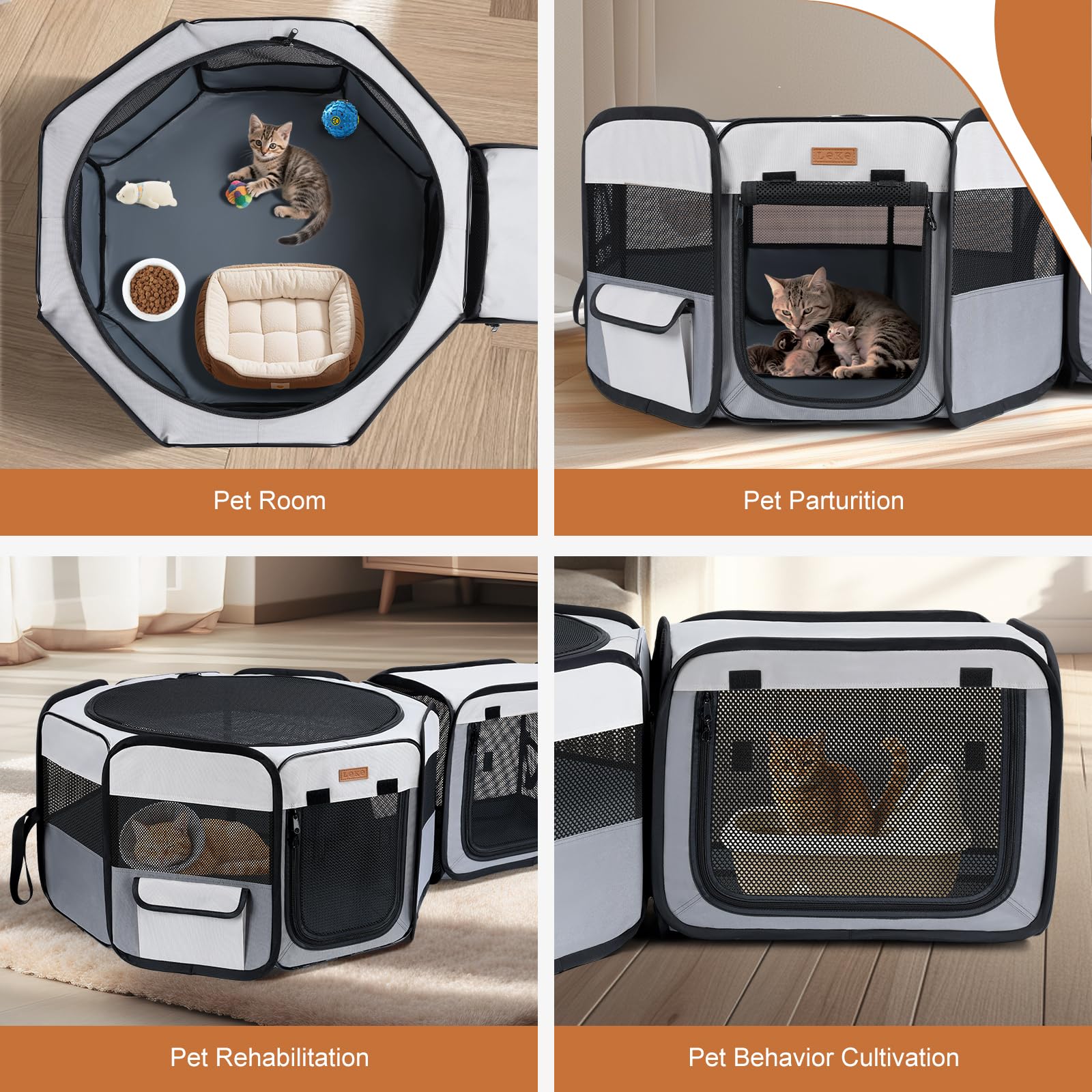 Lekereise breathable mesh walls provide visibility and pet cooling during play