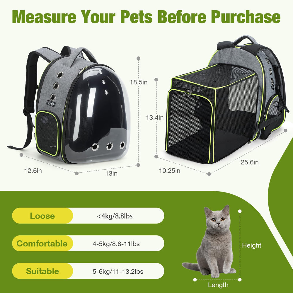 Lekereise Cat Backpack Carrier bubble window side exit feature for effortless pet entry.
