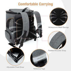 Lekereise cat backpack interior with safety leash to secure the pet.