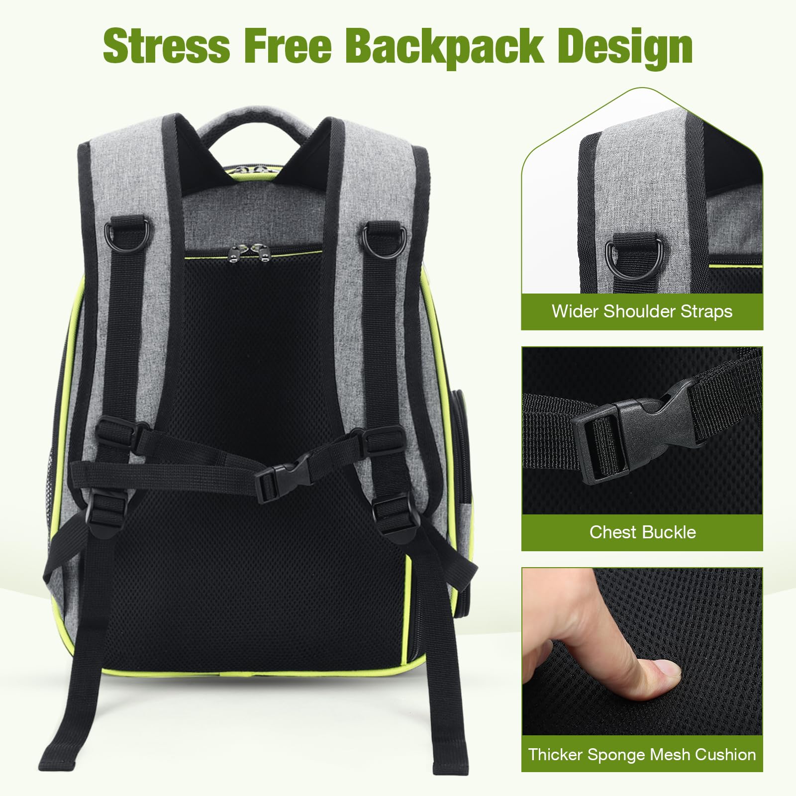 Lekereise Cat Backpack Carrier safety features including anti-escape zipper.