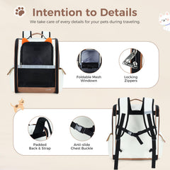 Lekereise sturdy-framed pet backpack keeps pets secure during travel.