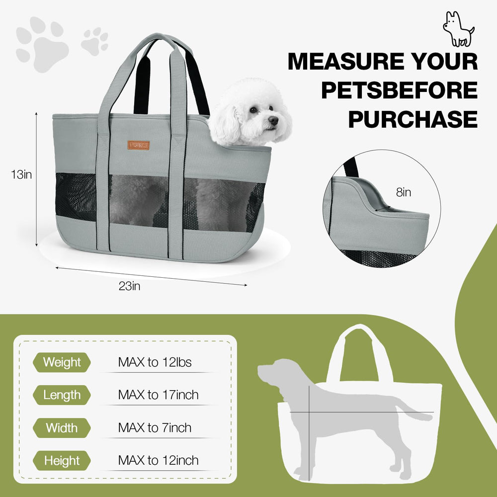 Lekereise dog purse gray side view showing roomy space for movement