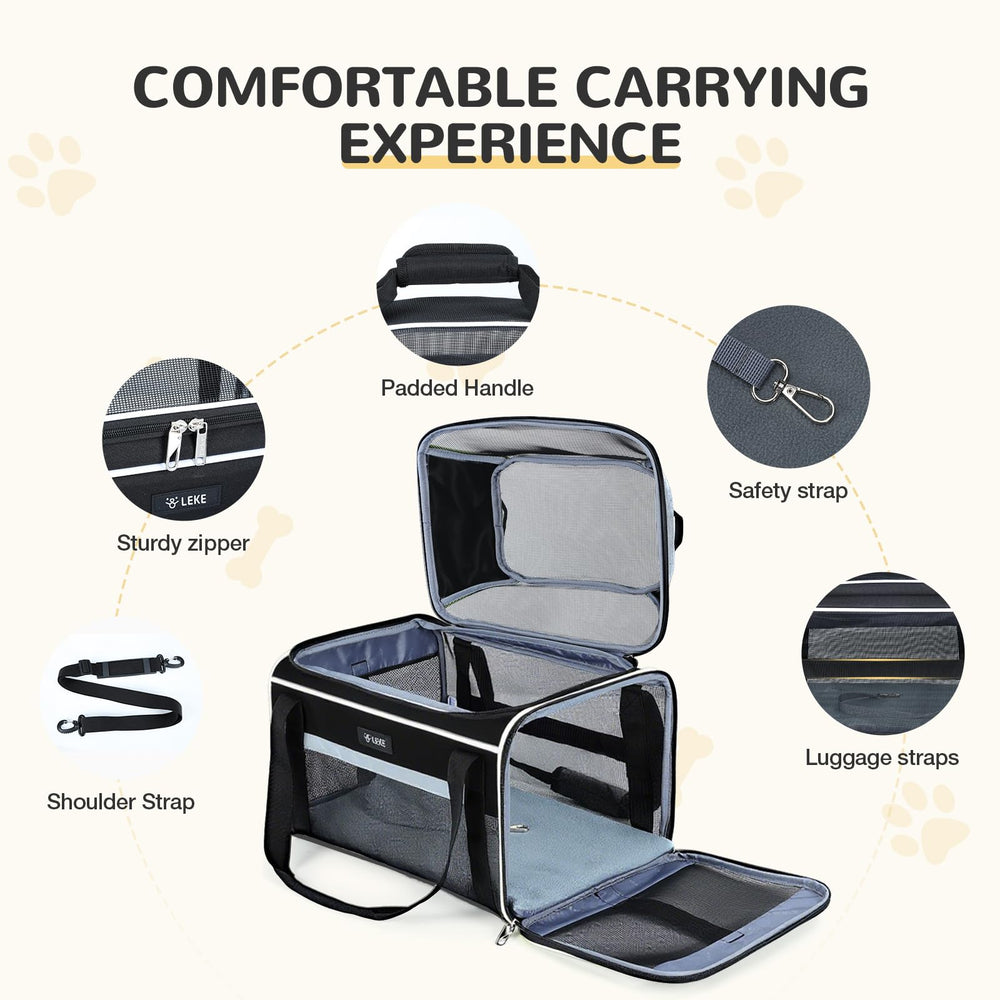 Lekereise expandable top creates extra space for pets to stand and stretch.